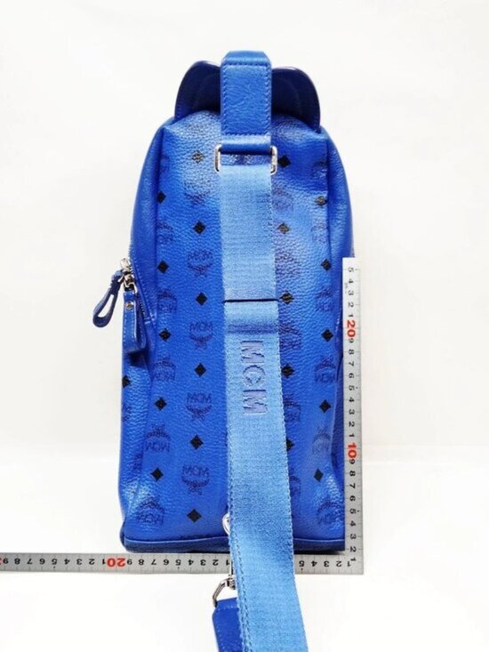 Authentic MCM Stark Blue Visetos Leather Backpack Unisex Designer Bag main image 6